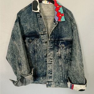 Vintage 90s Denim Jacket with Accent Collar